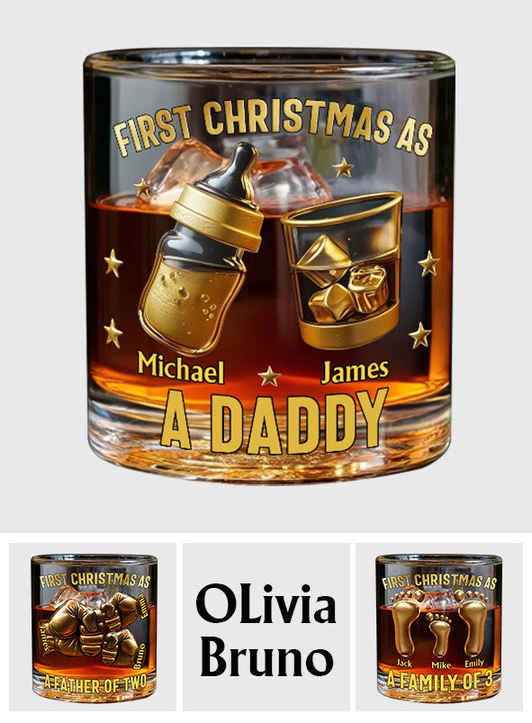 Erstes Weihnachten als Papa/Familienvater/Vater von... - Personalisiertes Whiskeyglas für Väter