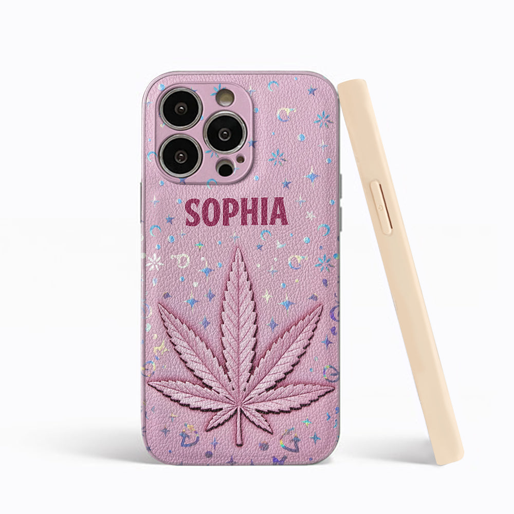 Stoner Chick - Personalized Weed Leather Phone Case