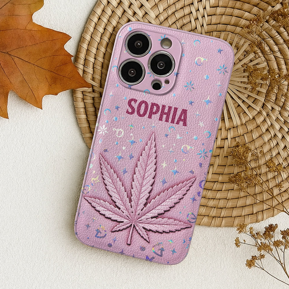 Stoner Chick - Personalized Weed Leather Phone Case