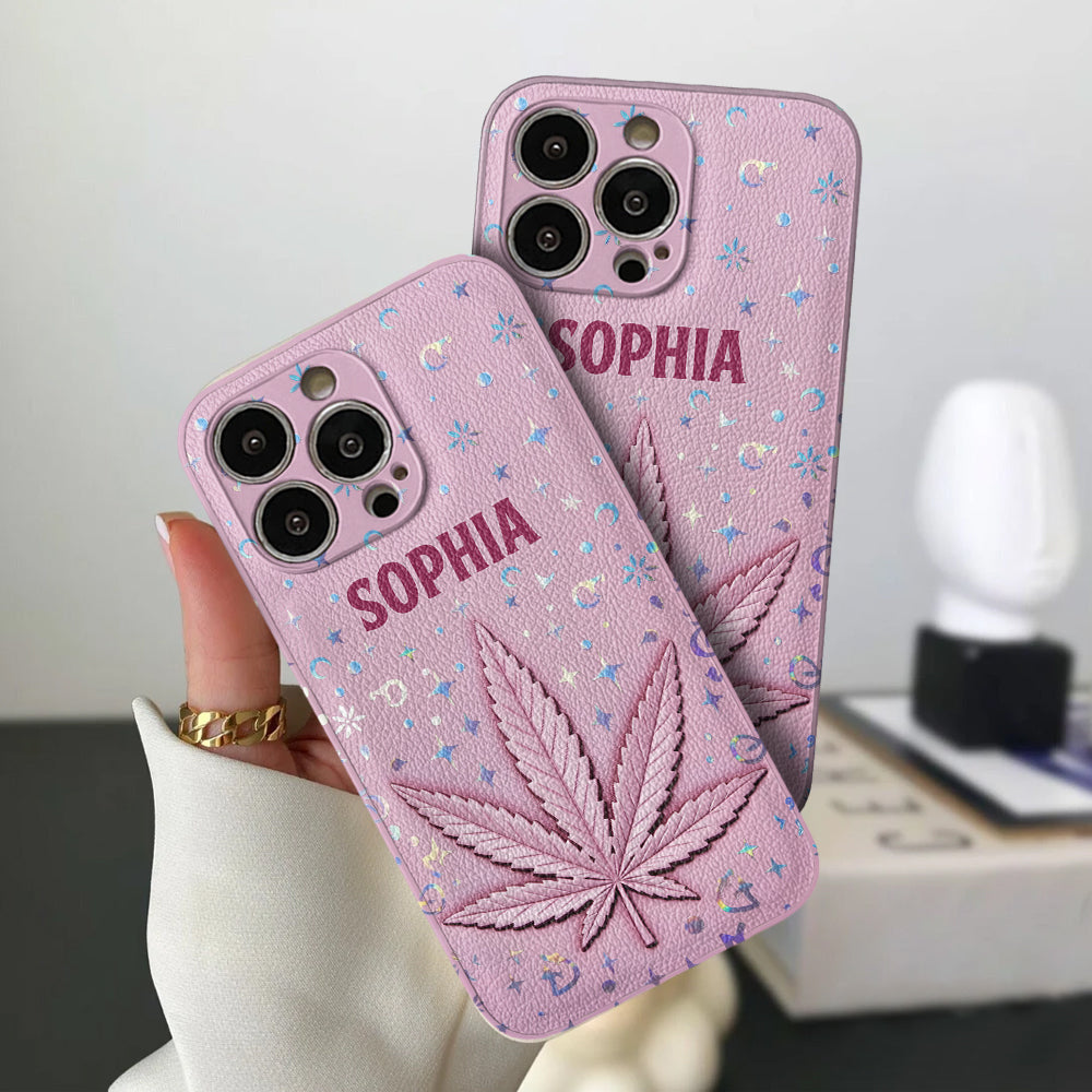 Stoner Chick - Personalized Weed Leather Phone Case