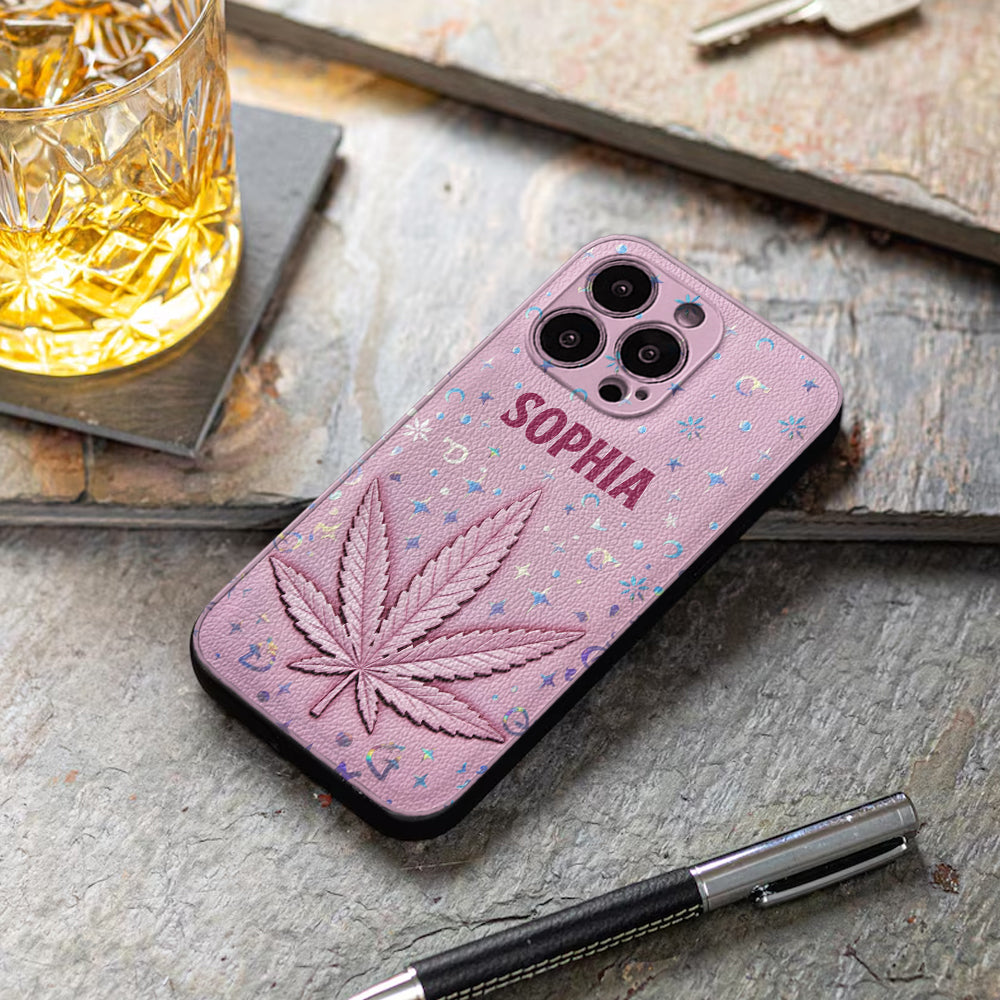 Stoner Chick - Personalized Weed Leather Phone Case