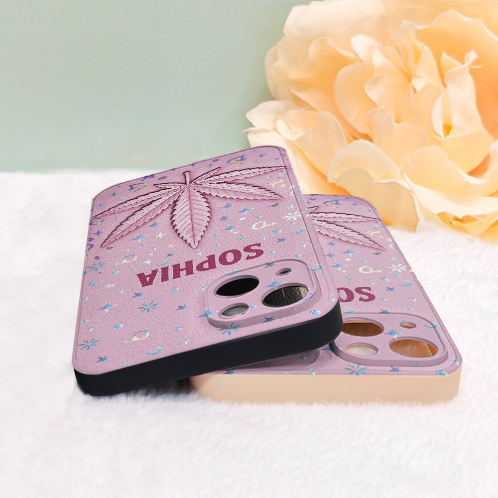 Stoner Chick - Personalized Weed Leather Phone Case