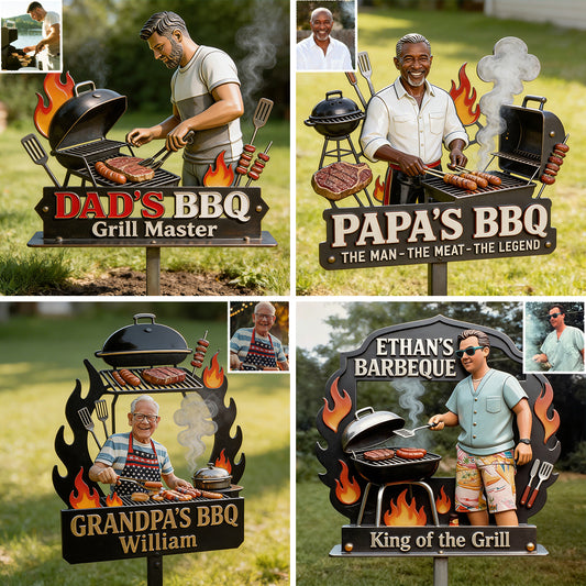 Dad Grandpa BBQ Metal Yard Sign - Personalized Father Cut Metal Sign