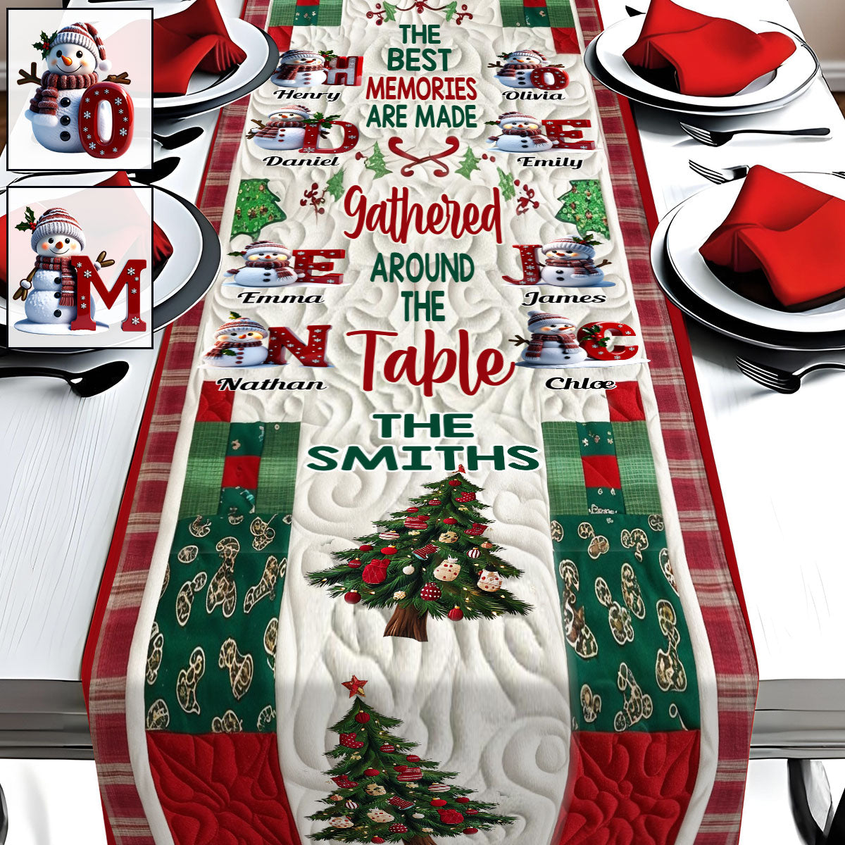 Merry Christmas - Personalized Family Table Runner