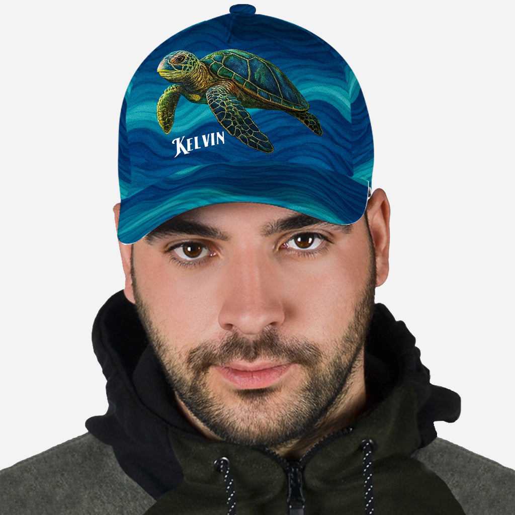 Turtle And Wave - Personalisierte Turtle Classic Kappe