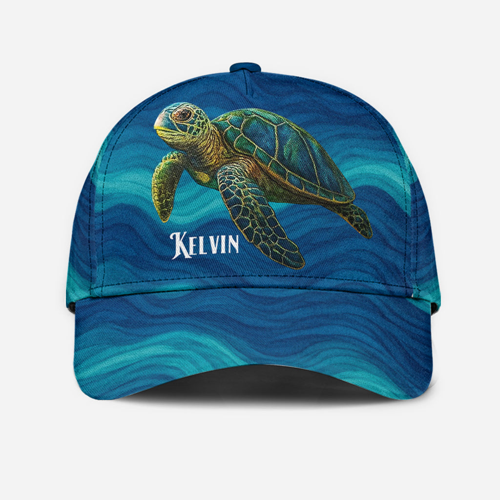 Turtle And Wave - Personalisierte Turtle Classic Kappe