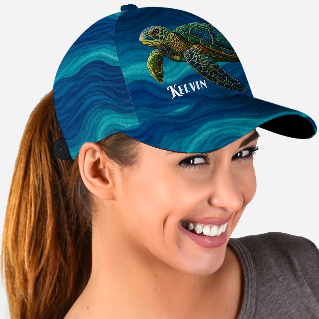 Turtle And Wave - Personalisierte Turtle Classic Kappe