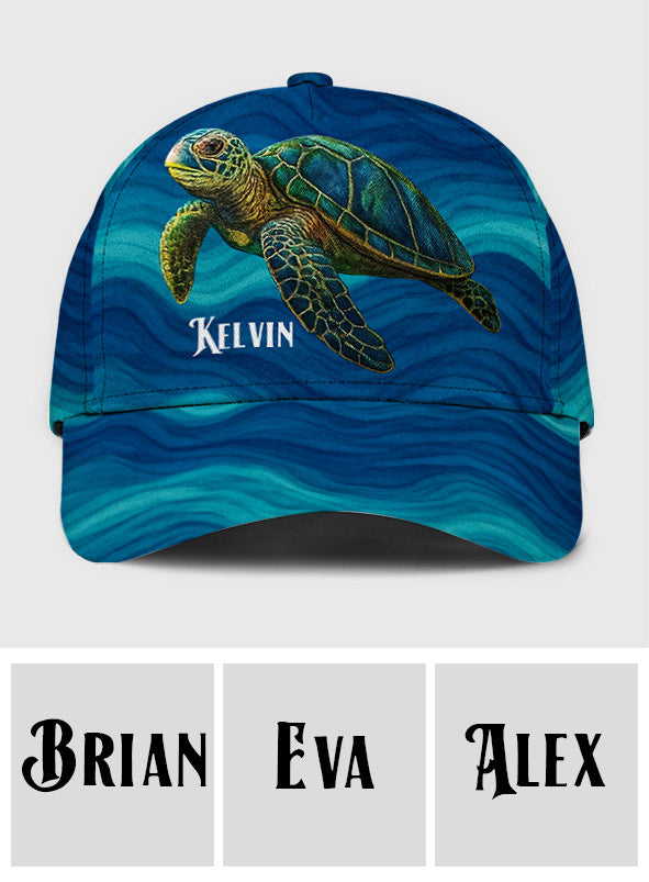 Turtle And Wave - Personalisierte Turtle Classic Kappe