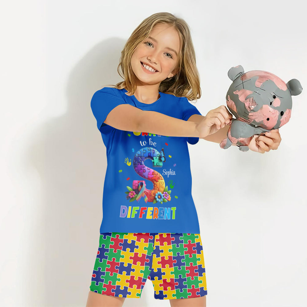 Buntes Puzzle-Alphabet – personalisiertes Kinder-T-Shirt & Shorts