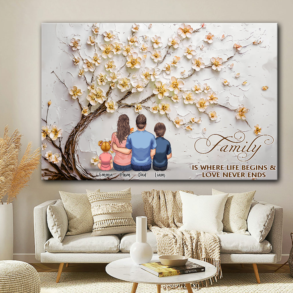 Familie hält für immer – Personalisierte Leinwand und Poster für die Familie
