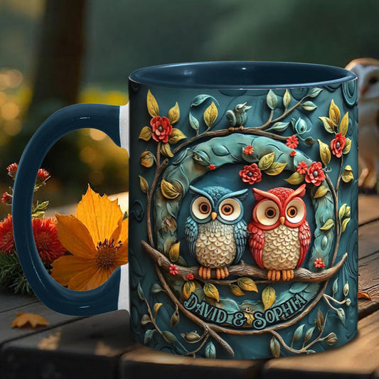 Eulenpaar – Personalisierte Tasse mit Pärchenmotiv
