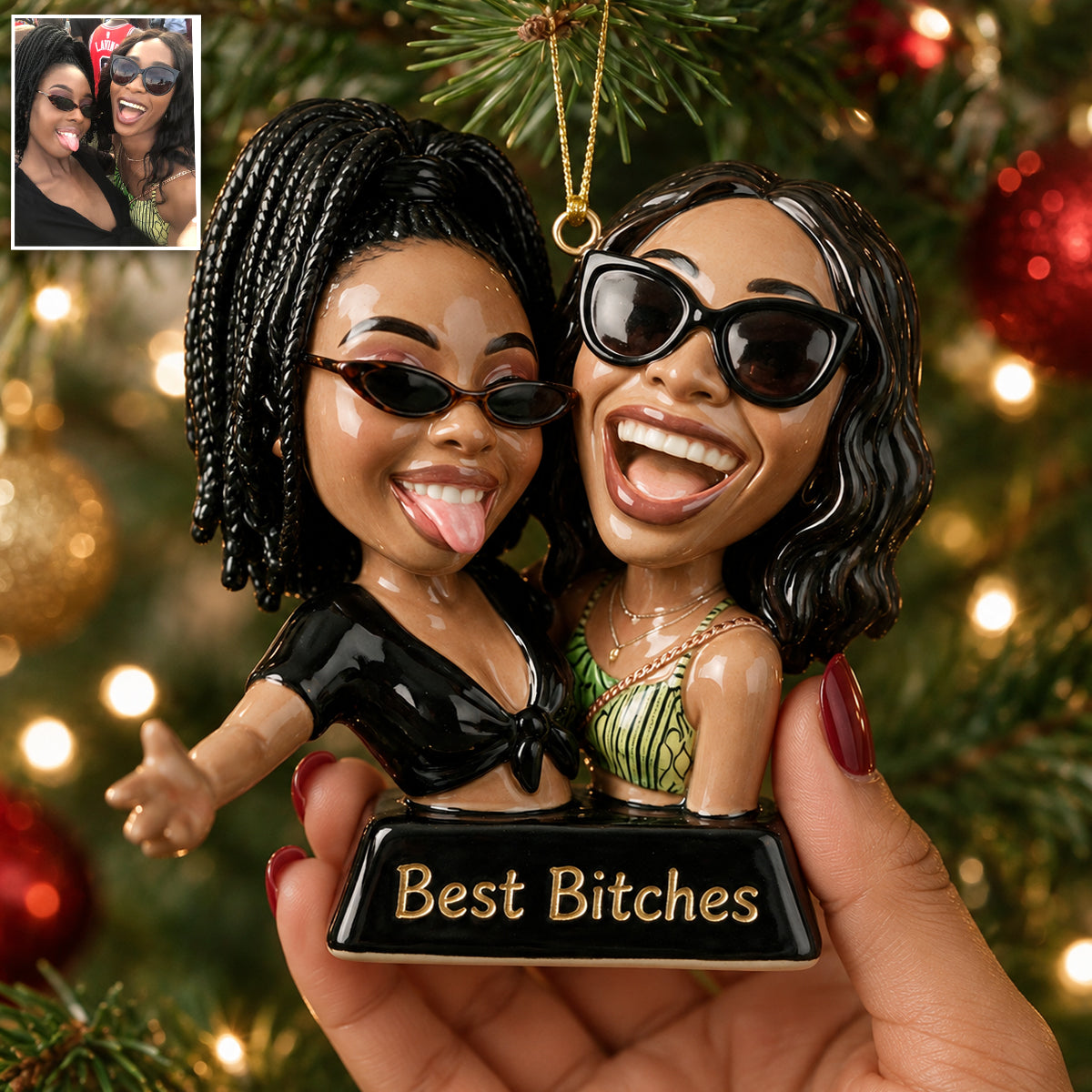 Lustige Geschenke für Freunde - Karikatur-Stil - Personalisierte Premium 3D-Ornament