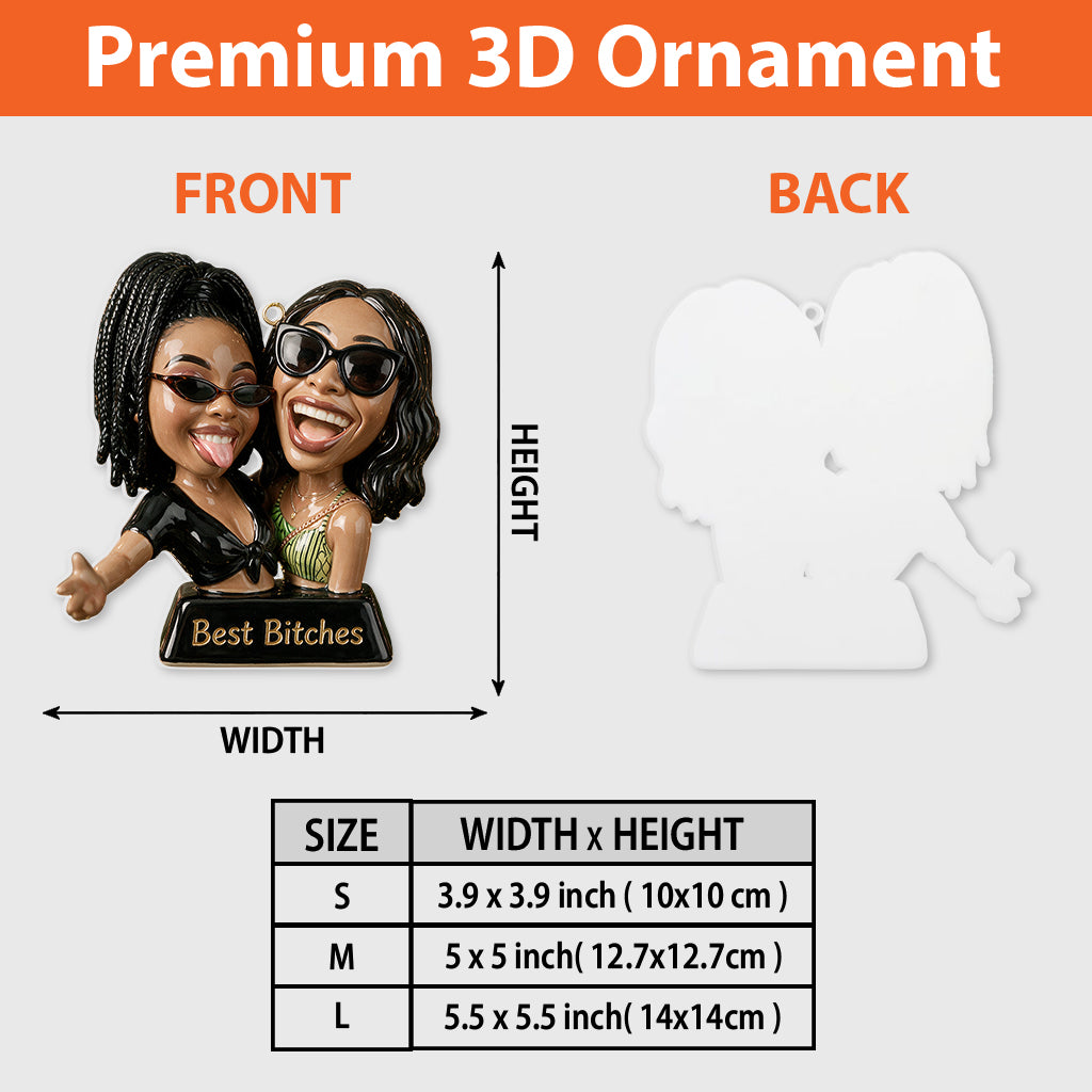 Lustige Geschenke für Freunde - Karikatur-Stil - Personalisierte Premium 3D-Ornament