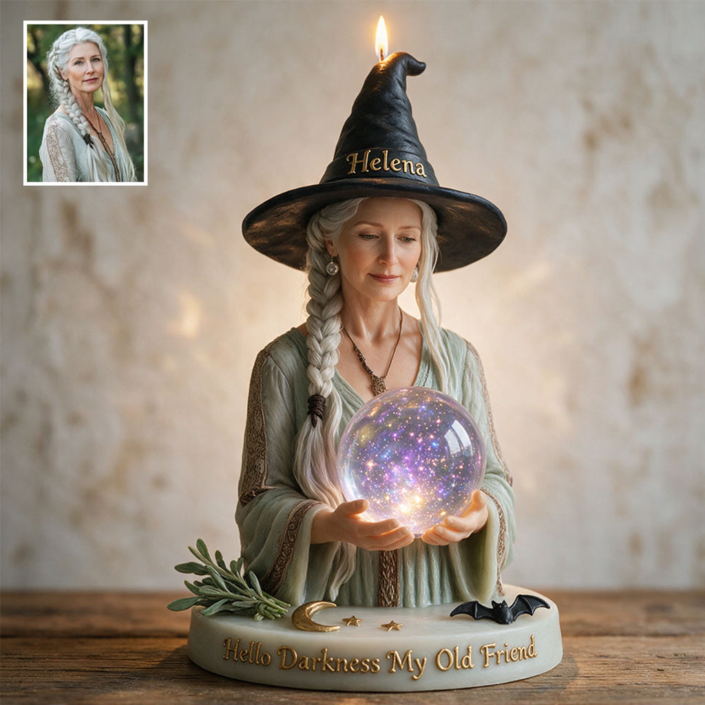 Moon Child - Personalized Witch Custom Shape Wooden Candle Holder