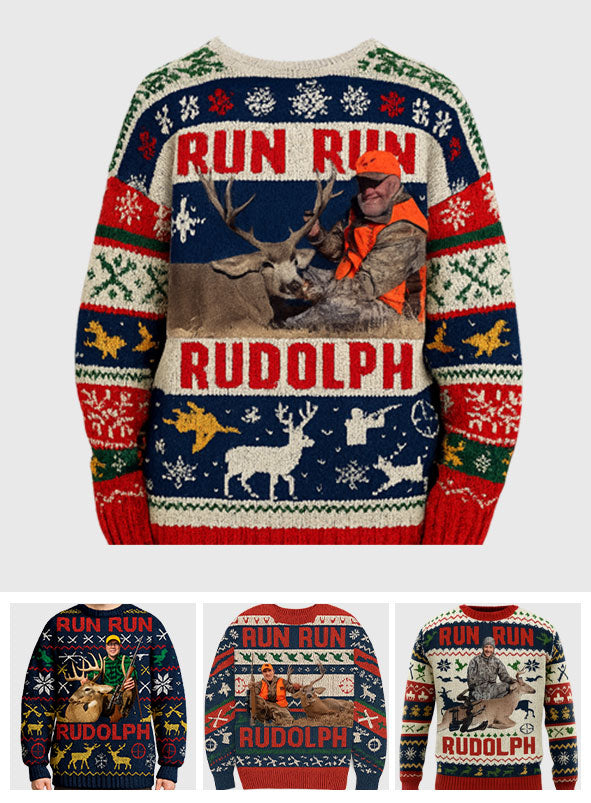 Run Run Rudolph - Personalisierter Jagd-Hässlicher Pullover