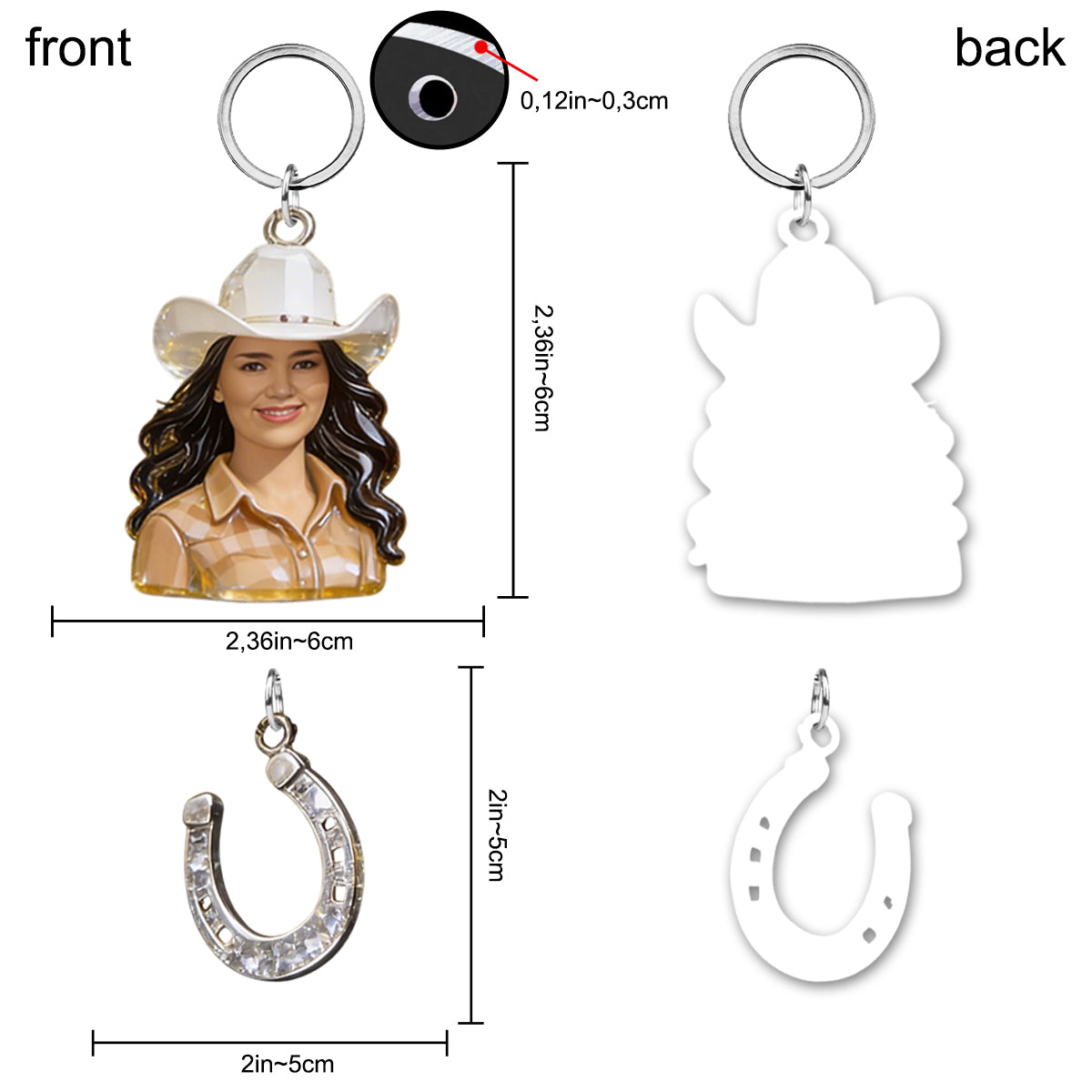 Custom Any Photo - Personalized Horse Keychain With Charms