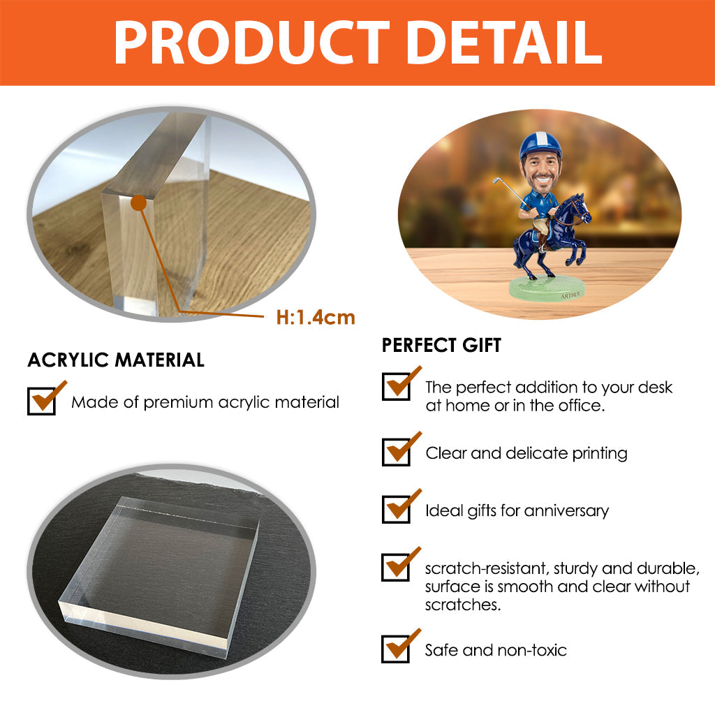 Reiten, Golf spielen – personalisierte, individuell geformte Acrylplakette für Golfbegeisterte