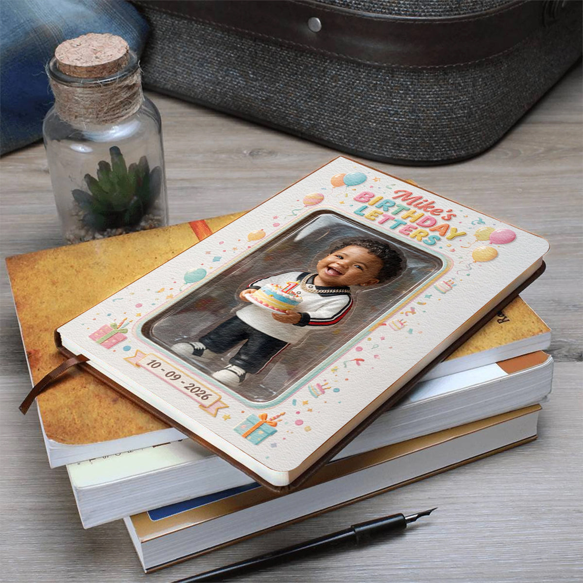 Geburtstagswünsche Buch, Geburtstagsbriefe - Personalisierbares Lederjournal
