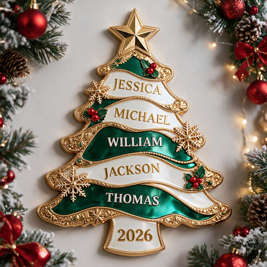 Frohe Weihnachten - Personalisierte Familie 3D-gedruckte Metalltafel