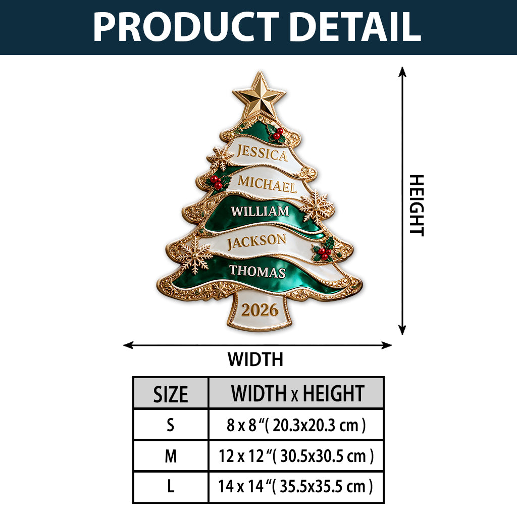 Merry Christmas - Personalized Family 3D Printed Cut Metal Sign