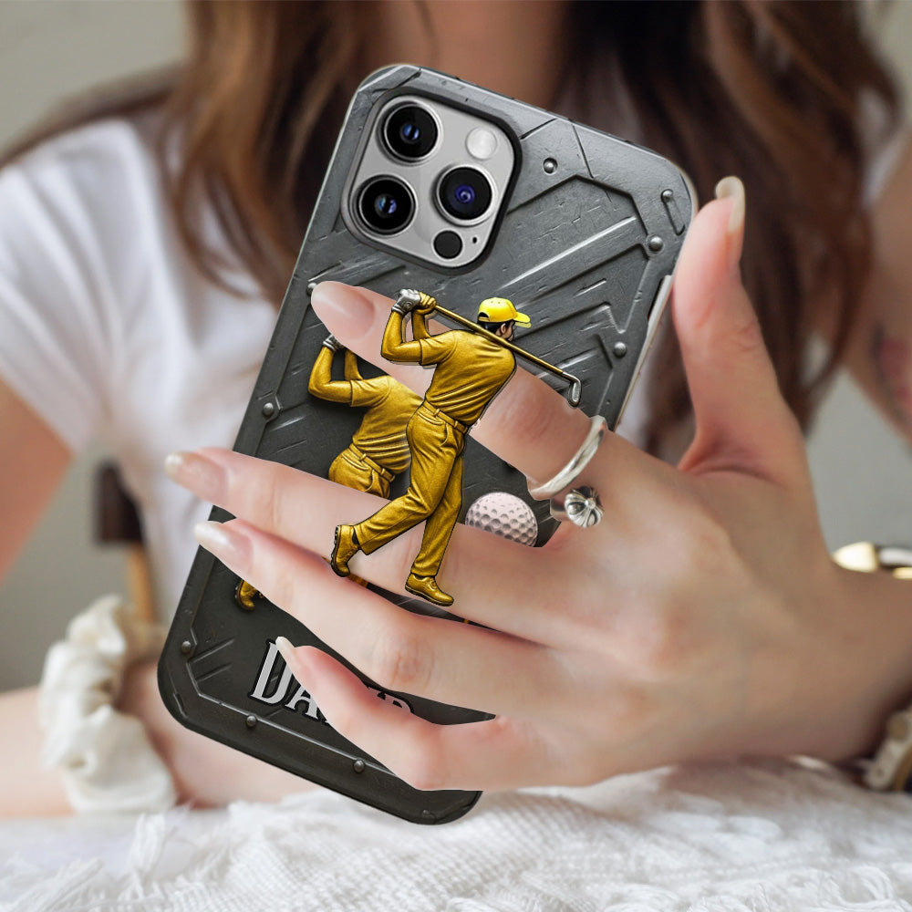 Golf ist ein schöner Spaziergang – personalisierte Handyhülle mit Golf-Vollbild