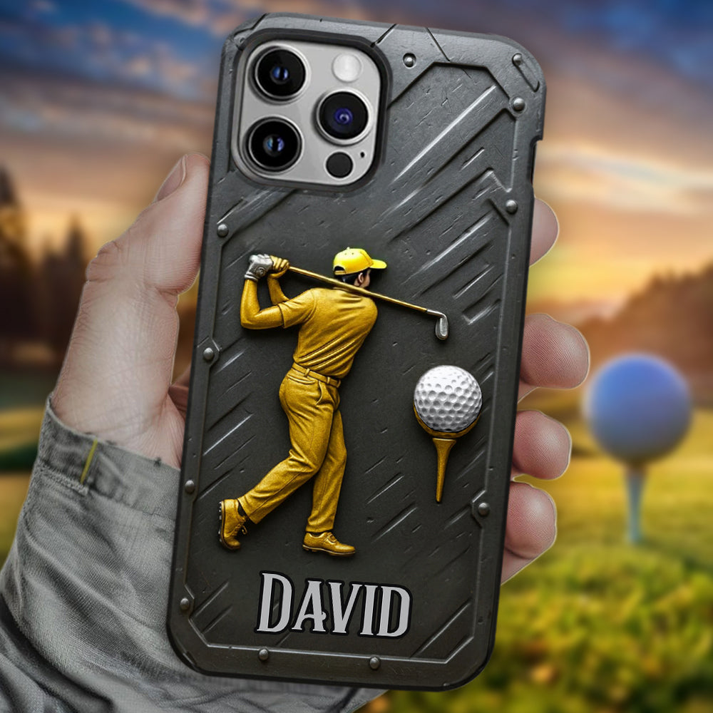 Golf ist ein schöner Spaziergang – personalisierte Handyhülle mit Golf-Vollbild