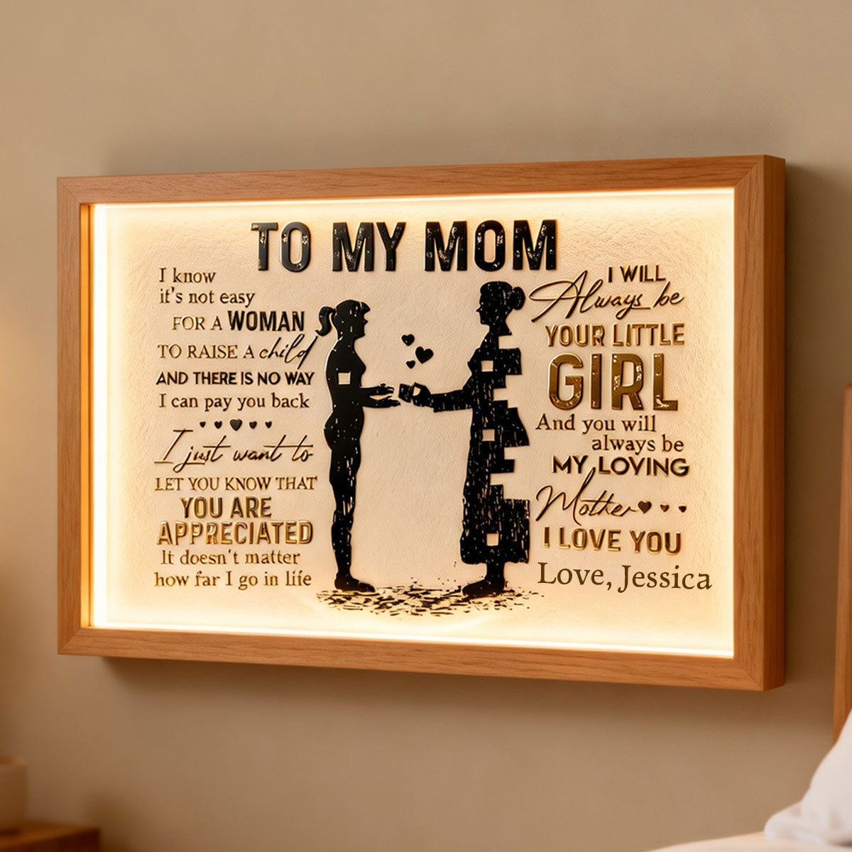 An meine Mama – Personalisiertes Acryl-Schild mit LED-Beleuchtung für Mama