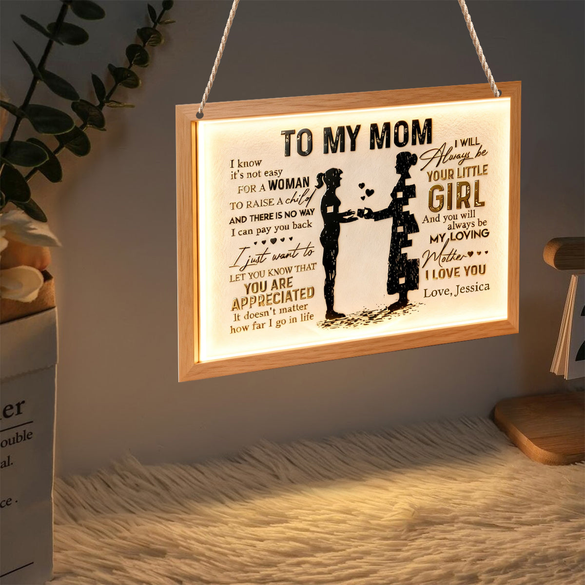 An meine Mama – Personalisiertes Acryl-Schild mit LED-Beleuchtung für Mama