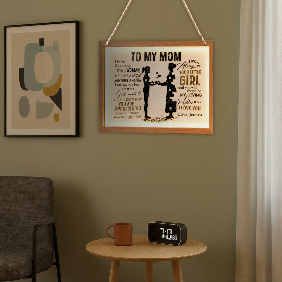 An meine Mama – Personalisiertes Acryl-Schild mit LED-Beleuchtung für Mama