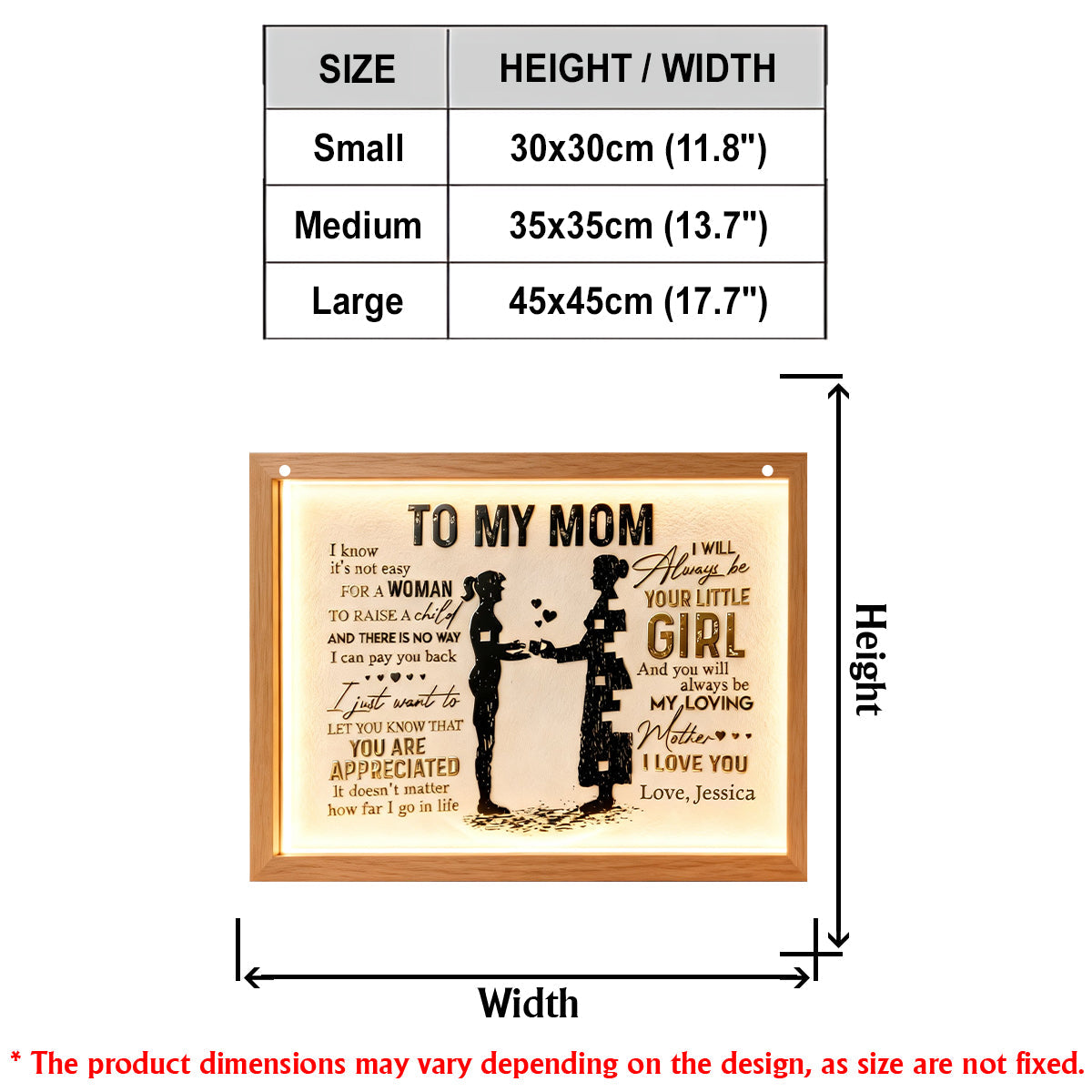 An meine Mama – Personalisiertes Acryl-Schild mit LED-Beleuchtung für Mama