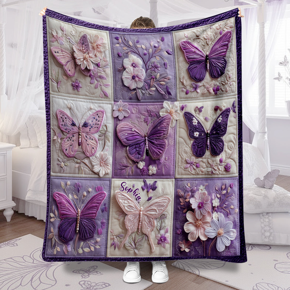 Schmetterlinge lieben – personalisierte Schmetterlingsdecke
