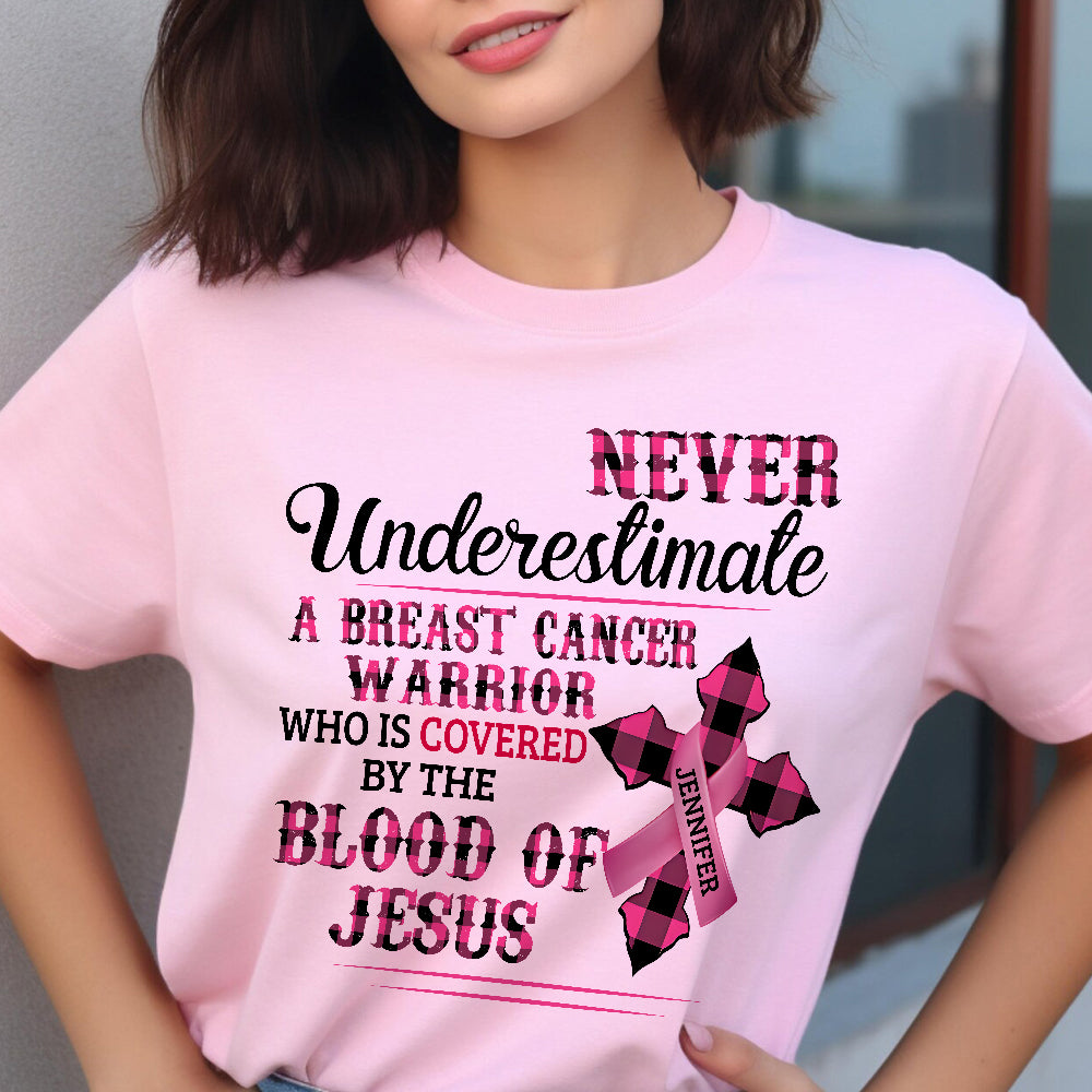 Christlicher Glaube Rosa Schleife – Personalisiertes T-Shirt und Hoodie zur Sensibilisierung für Brustkrebs