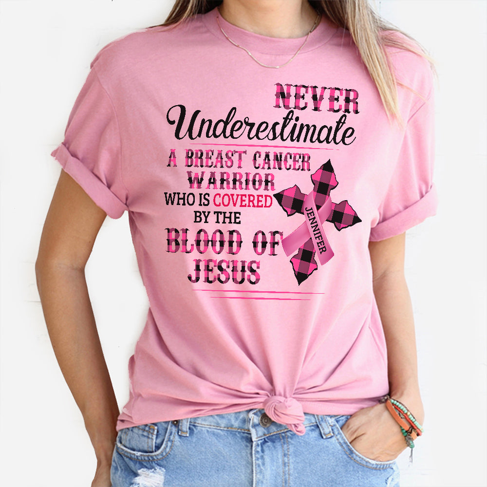 Christlicher Glaube Rosa Schleife – Personalisiertes T-Shirt und Hoodie zur Sensibilisierung für Brustkrebs