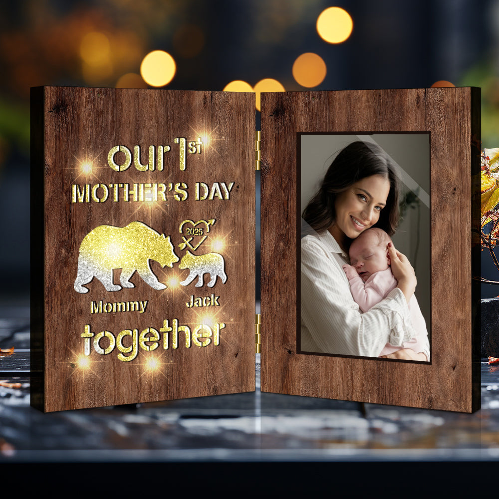 Our First Mother's Day Together - Personalized Mother Foldable Photo Frame with Light