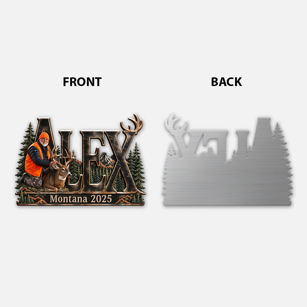 Hunter Gift, Deer Hunting Lovers Gift - Personalized Hunting 3D Printed Cut Metal Sign