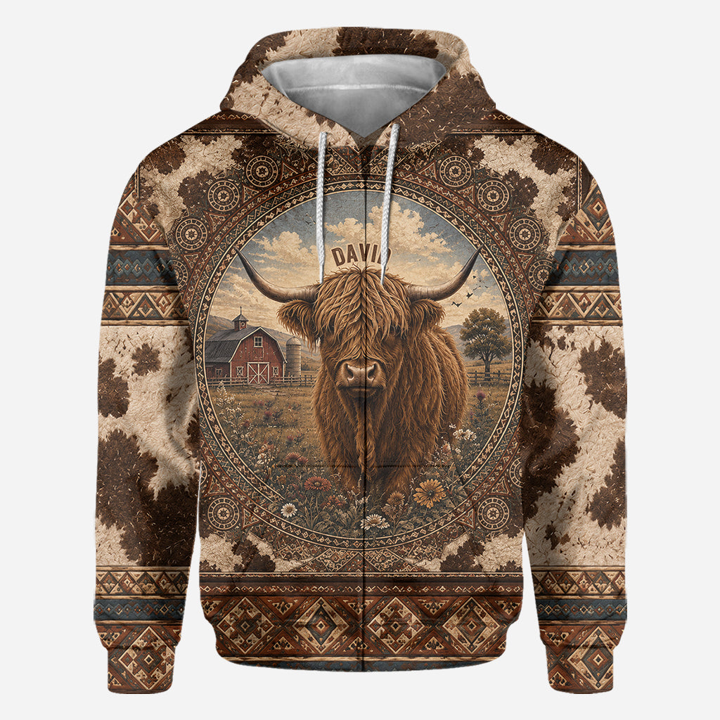 Highland Cow Farm - Personalized Highland Cow All Over Shirt