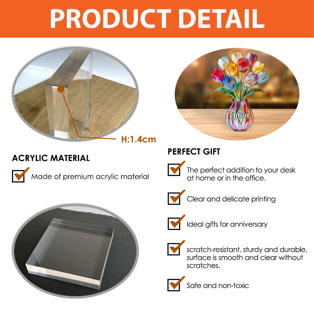 Mamas Blüte – Personalisierte Acrylplakette in individueller Form für die Mutter