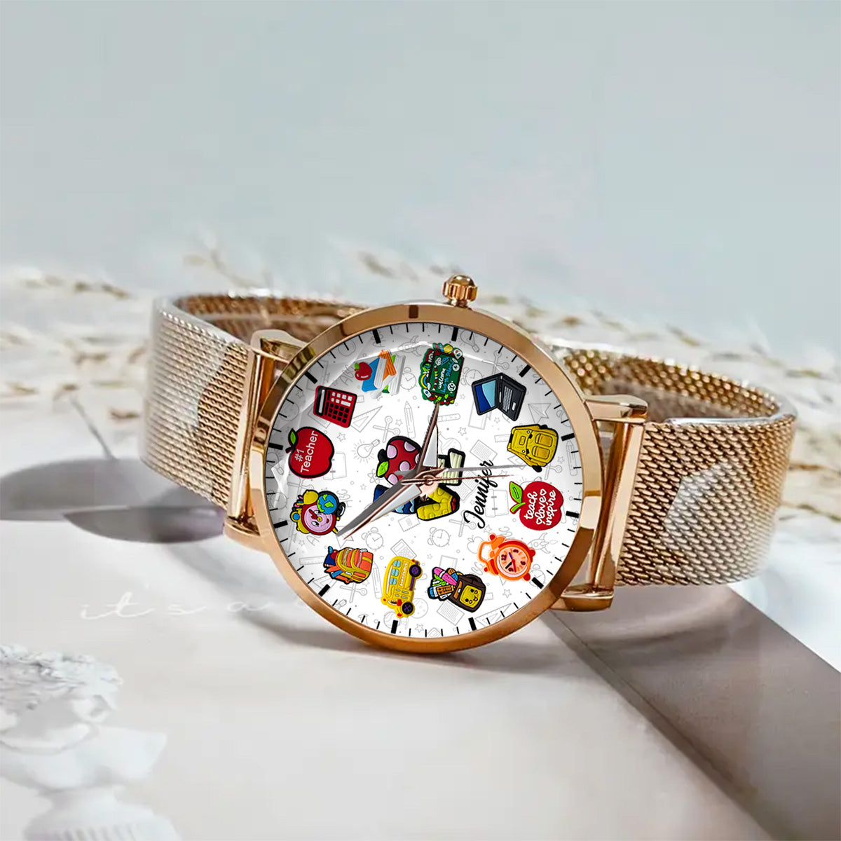 Lehrerinnen, die ihren Beruf lieben – Personalisierte Armbanduhr für Lehrerinnen 