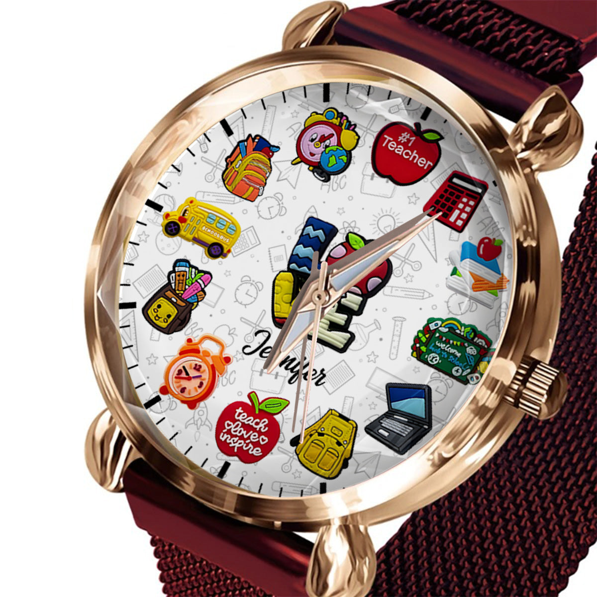 Lehrerinnen, die ihren Beruf lieben – Personalisierte Armbanduhr für Lehrerinnen 