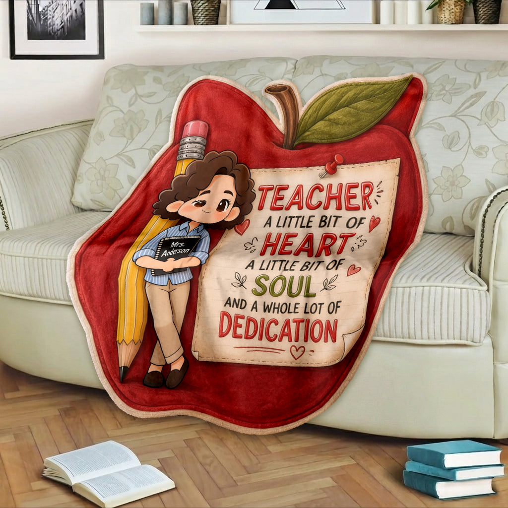 Teacher Gift Idea - Personalized Teacher Shaped Fleece Blanket