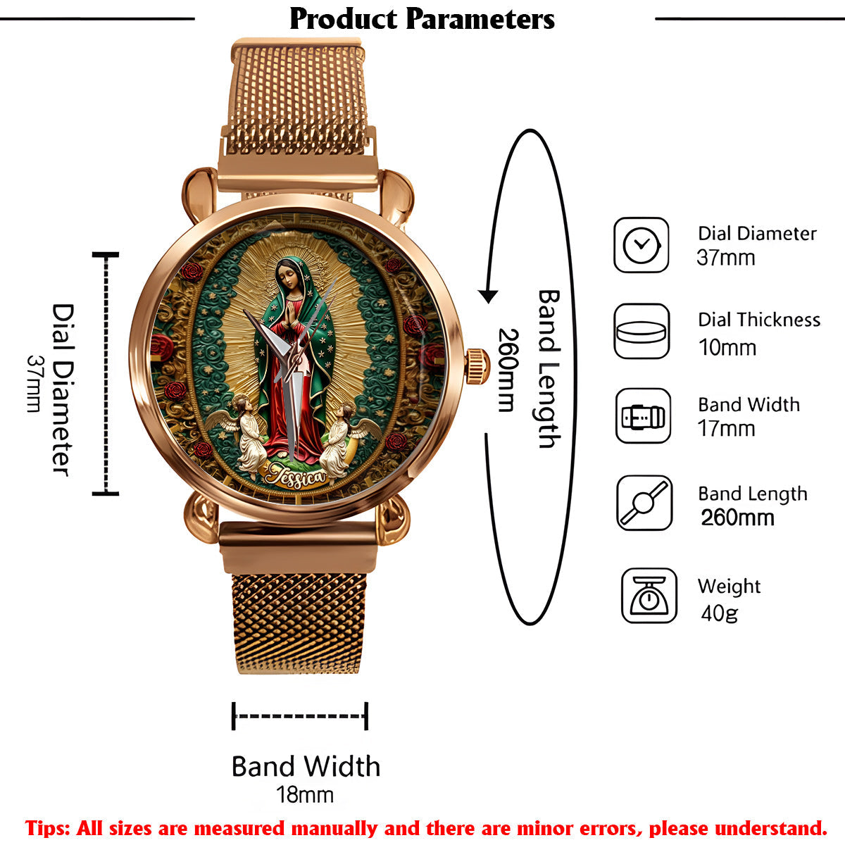 Our Lady Of Guadalupe - Personalized Christian Women Hand Watch