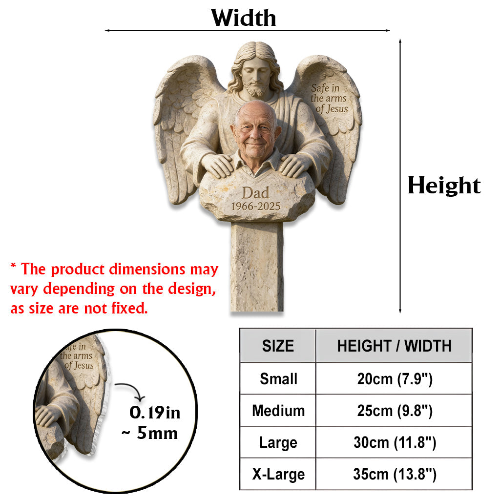 Geborgen in Jesu Armen – Personalisierte Gedenktafel aus Acryl für den Garten / Acryl-Gedenktafel