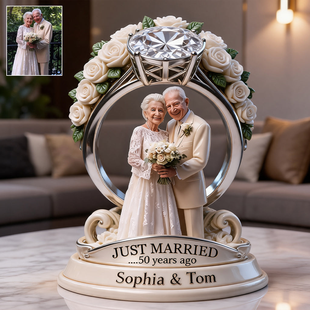 Just Married, Funny And Sentimental Anniversary Gift For Partner - Personalized Couple Custom Shaped Acrylic Plaque