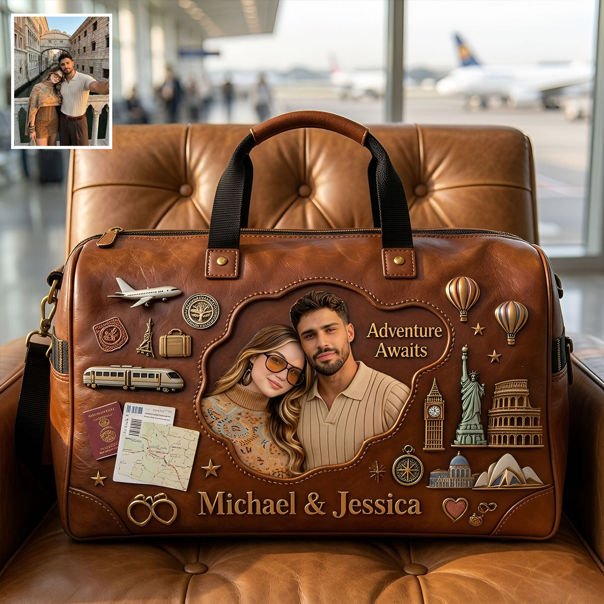 Abenteuer erwartet - Personalisierte Duffle Bag für Paare