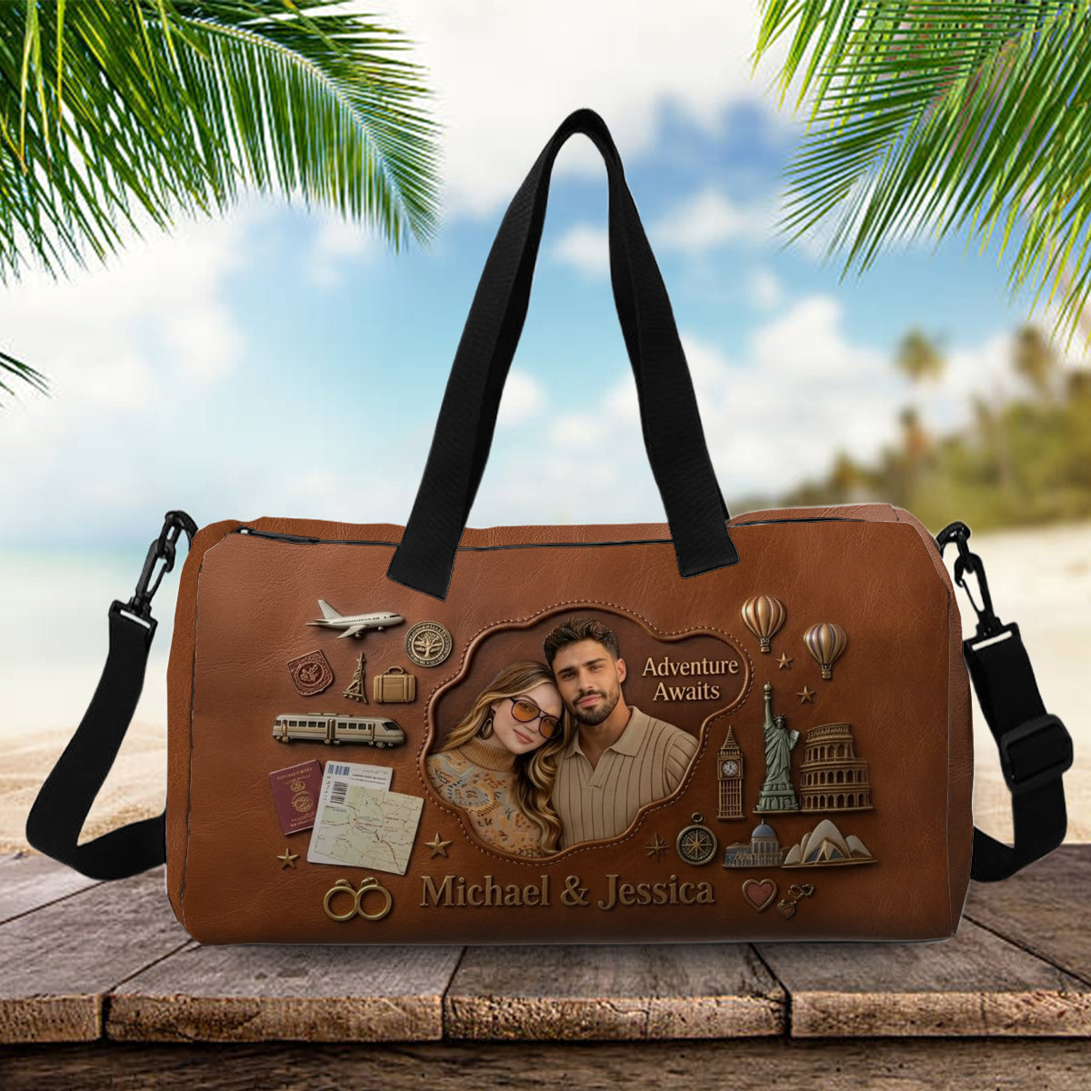 Abenteuer erwartet - Personalisierte Duffle Bag für Paare