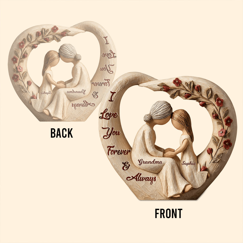 Die Liebe zwischen Oma und Enkelin ist für immer – personalisierte Acrylplakette in Kinderform