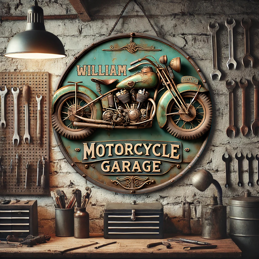 Motorradliebhaber - Personalisiertes Biker-Rundschild aus Metall