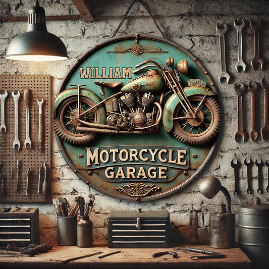 Motorcycle Lover - Personalized Biker Round Metal Sign