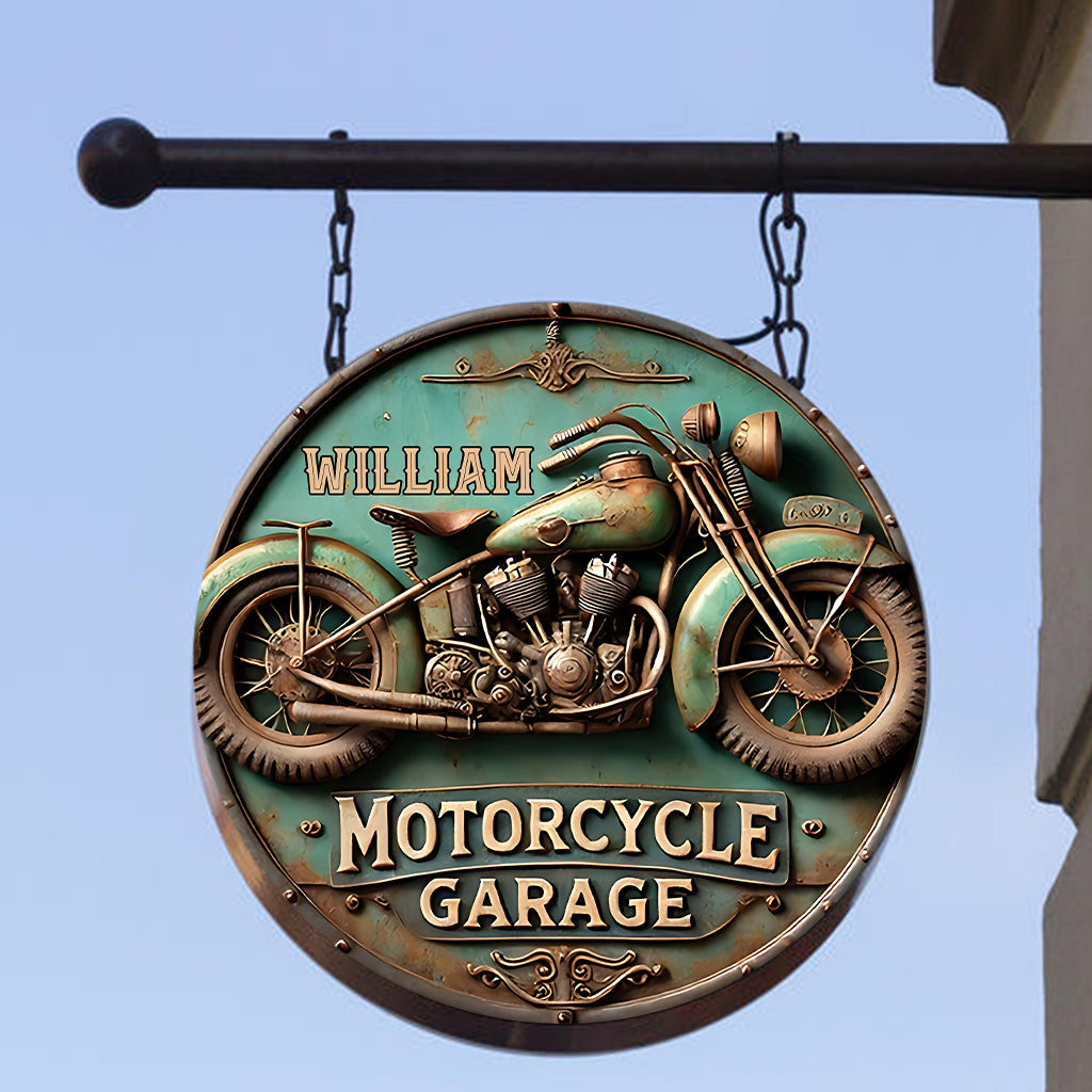 Motorradliebhaber - Personalisiertes Biker-Rundschild aus Metall