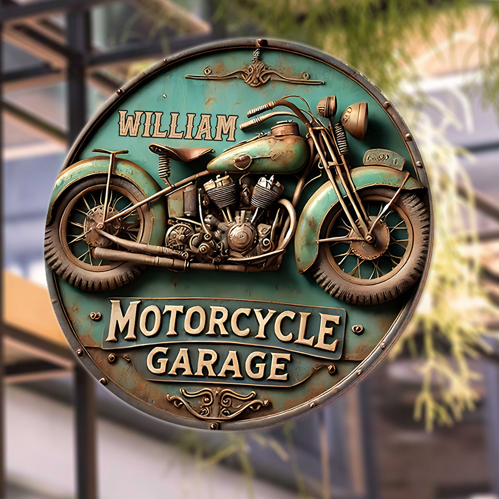 Motorradliebhaber - Personalisiertes Biker-Rundschild aus Metall